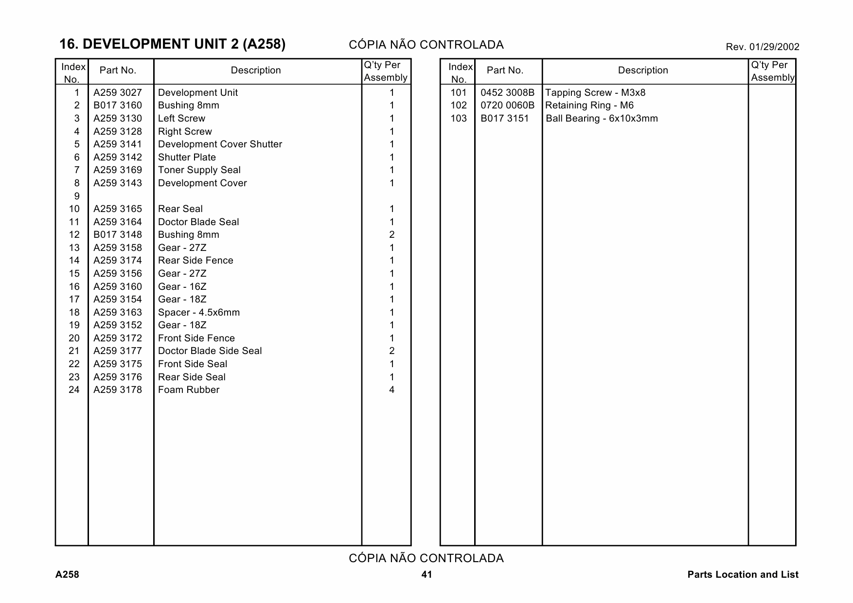 RICOH Aficio 3506 4506 3006 4006 4106 A258 A259 A260 B017 B018 Parts Catalog-5